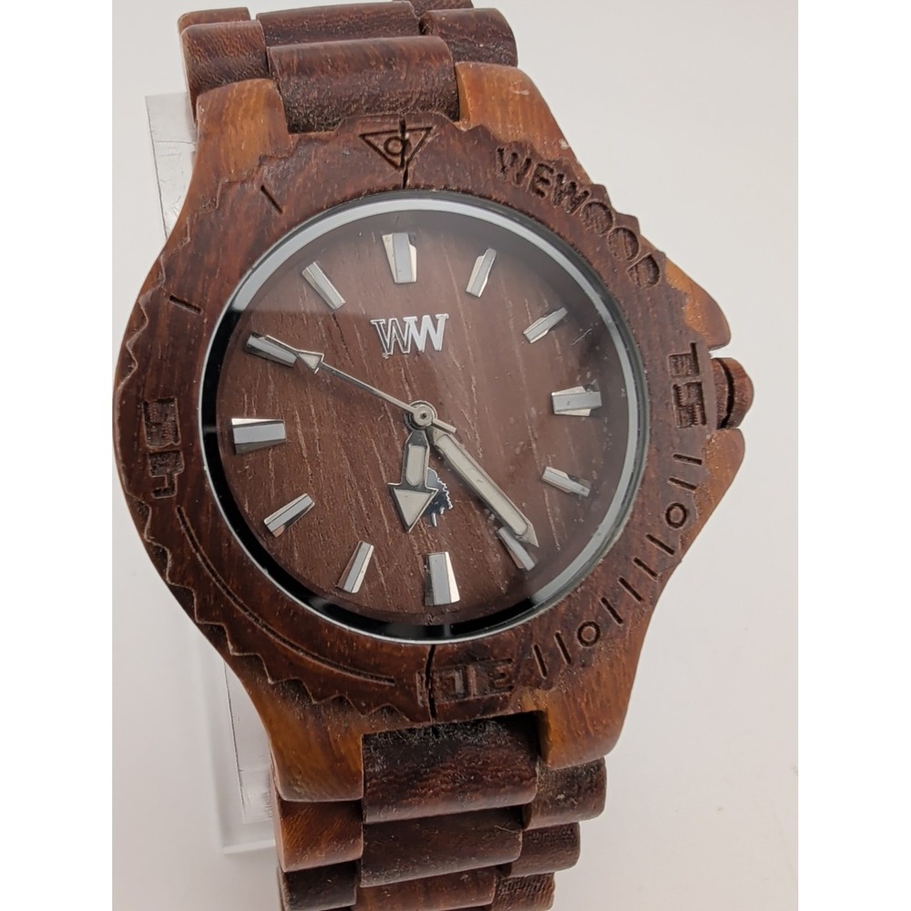 WeWOOD Men's Watch 41mm Case Natural Wood 7" Band- New Battery